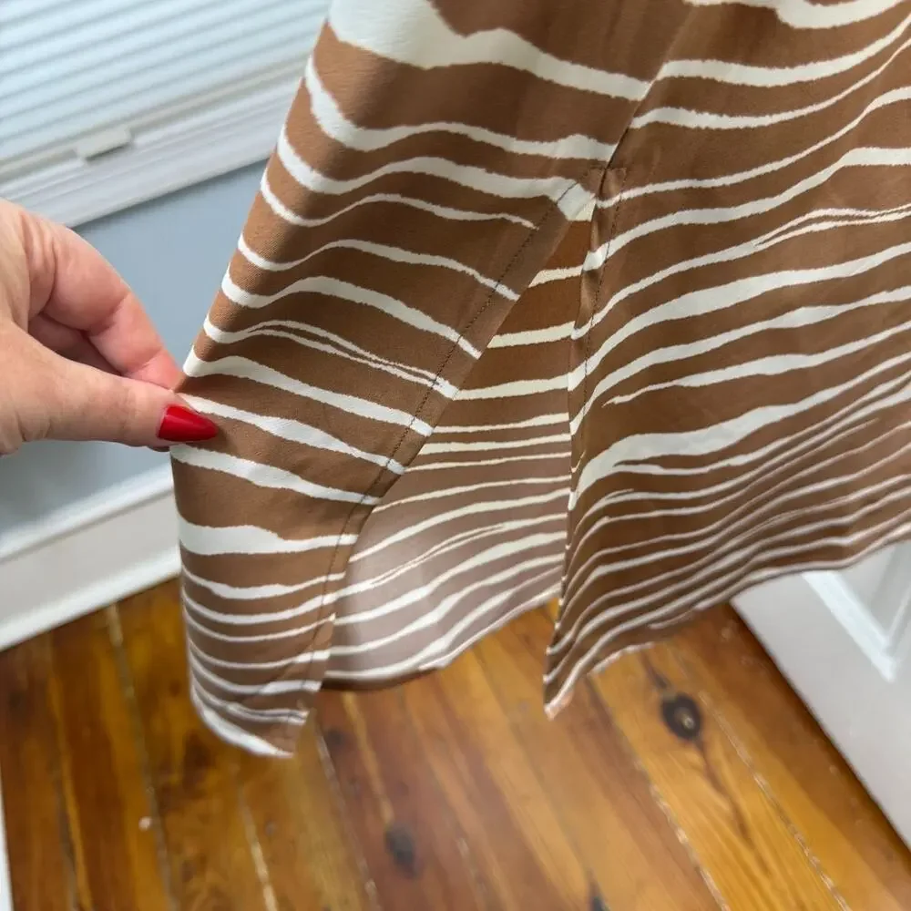 A New Day Animal Print V-Neck Sleeveless Midi Dress Womens Large Brown White - Picture 5 of 8